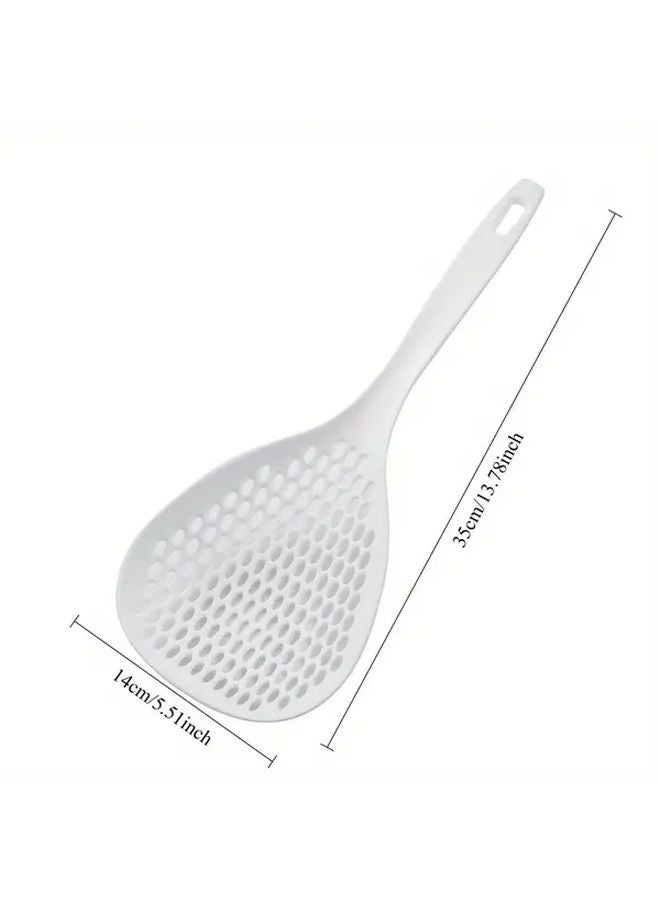 Green Plastic Strainer Scoop Colander Slotted Pasta Skimmer with Ergonomic Handle - Image 4